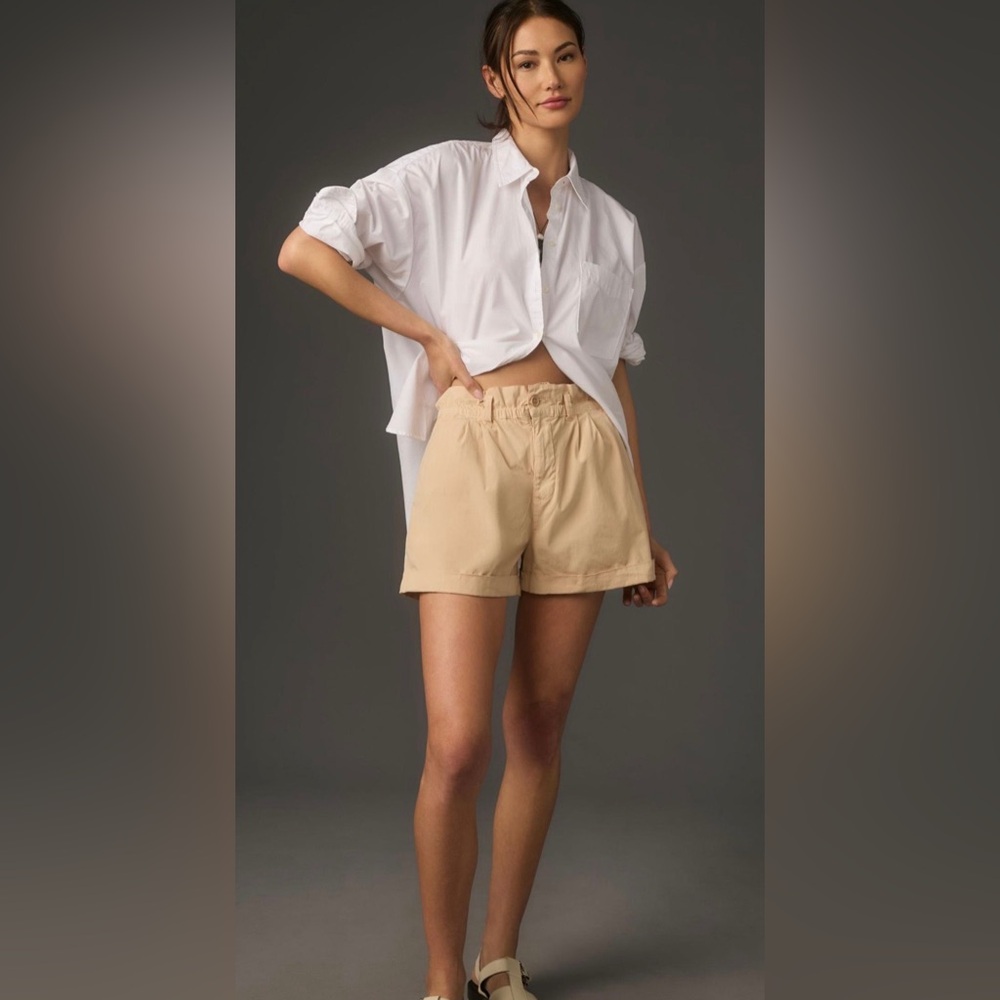 NWT Sanctuary elastic waist paper bag beige brown shorts
